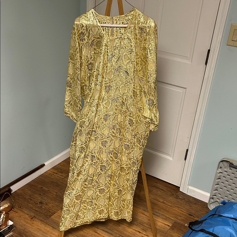 Chic Long Sleeve Yellow Lace Dress